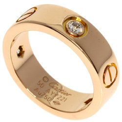 Cartier Love Ring 3P Half Diamond #50 K18 Pink Gold Women's CARTIER