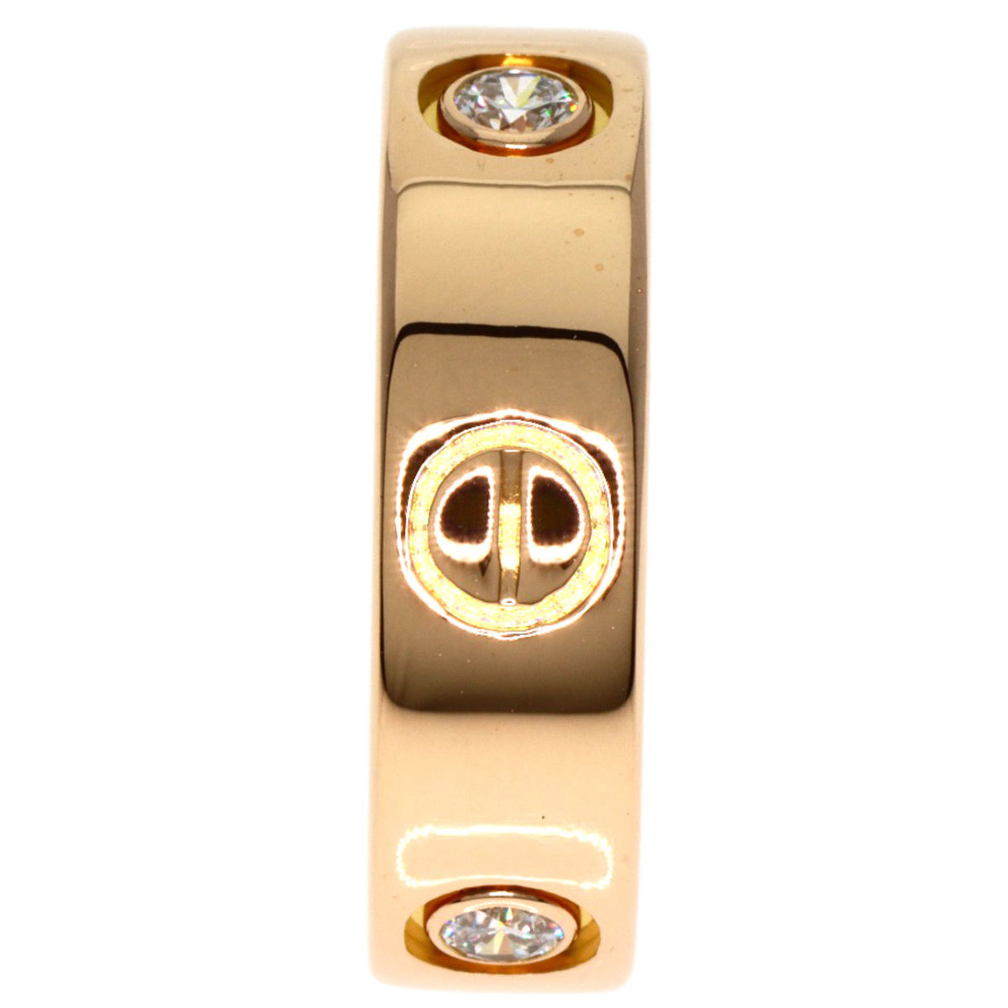 Cartier Love Ring 3P Half Diamond #50 K18 Pink Gold Women's CARTIER