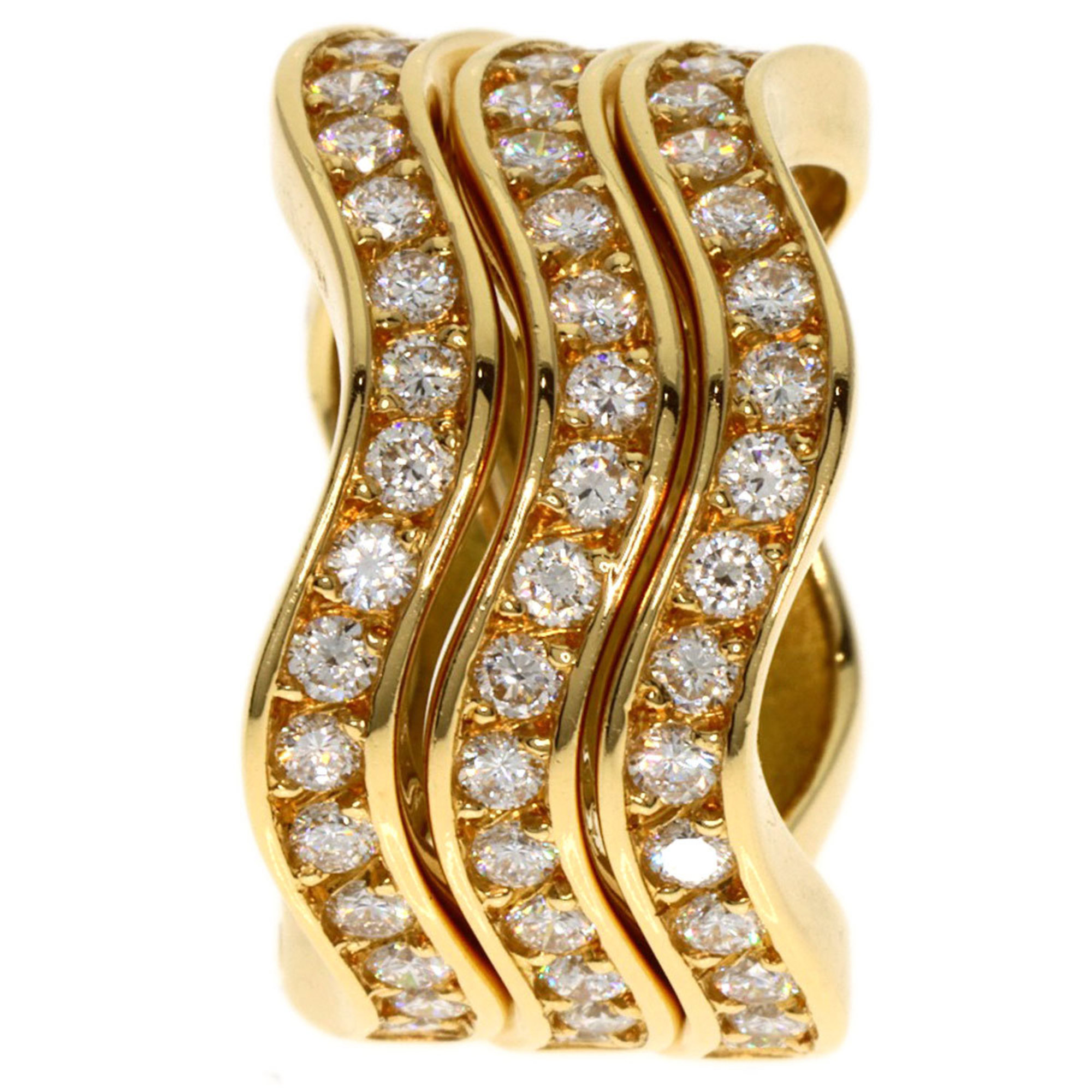 Cartier Neptune Diamond 3 Row #48 Ring, 18K Yellow Gold, Women's, CARTIER