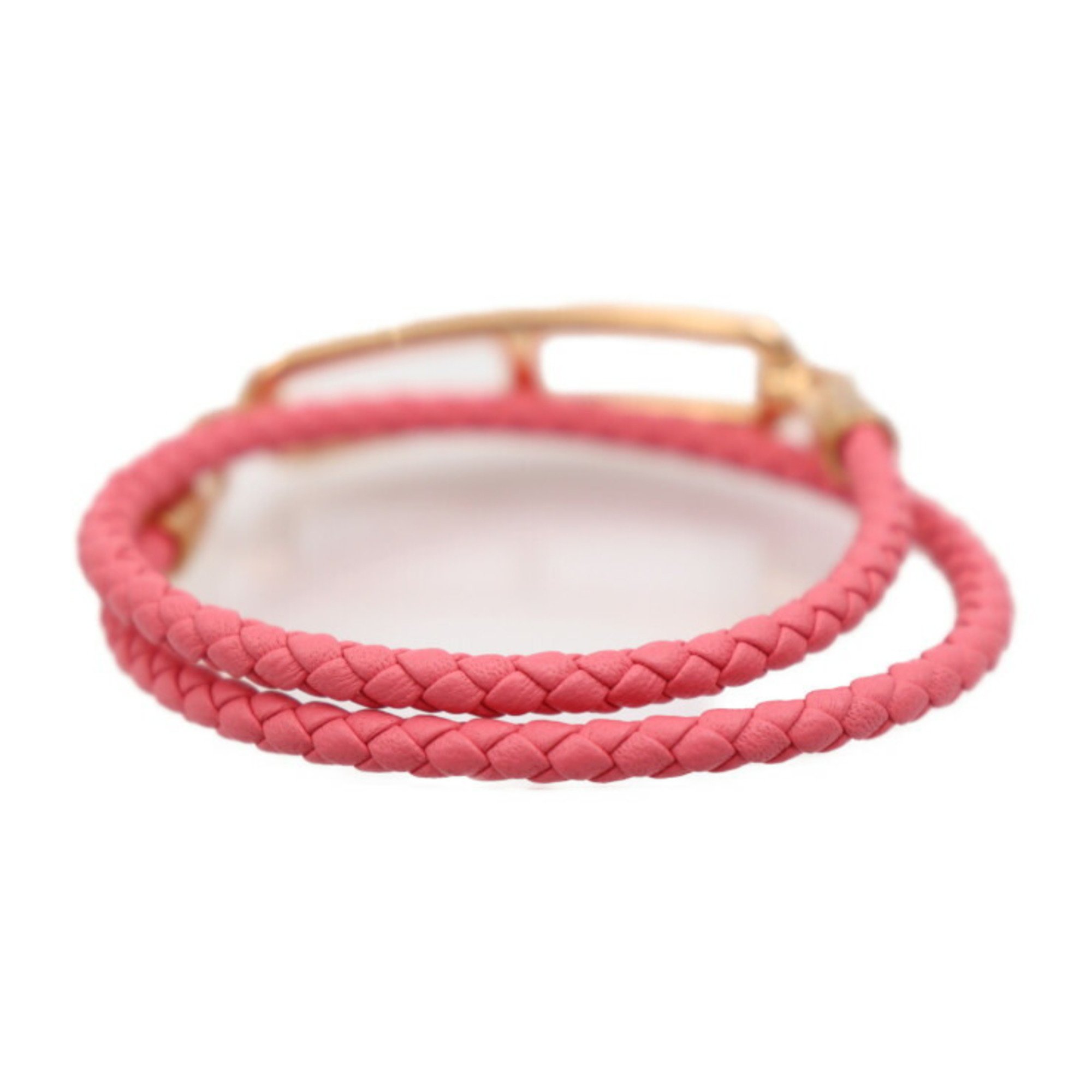 HERMES Hermes Luli Double Tour Bracelet, listed size T2, Swift leather, Rose Azalee, Pink, Chaine d'Ancre, double-layered bracelet