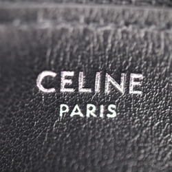 CELINE Coin Purse Leather Black Silver Round Multi-Case