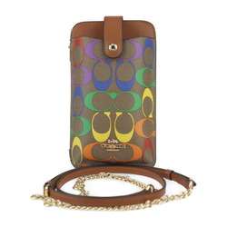 COACH Smartphone Shoulder Signature Bag C9943 PVC Leather Beige x Brown Multicolor Phone Pochette