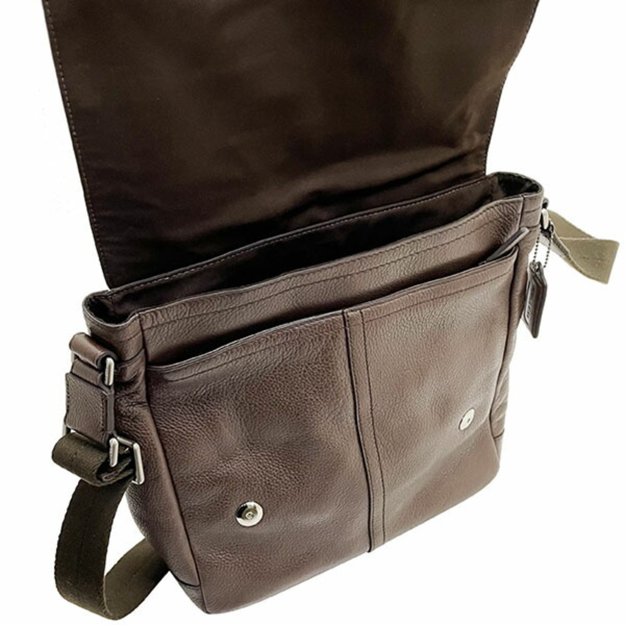 Coach Shoulder Bag Leather Flap Dark Brown F70772 COACH Men's Outlet KK-11963