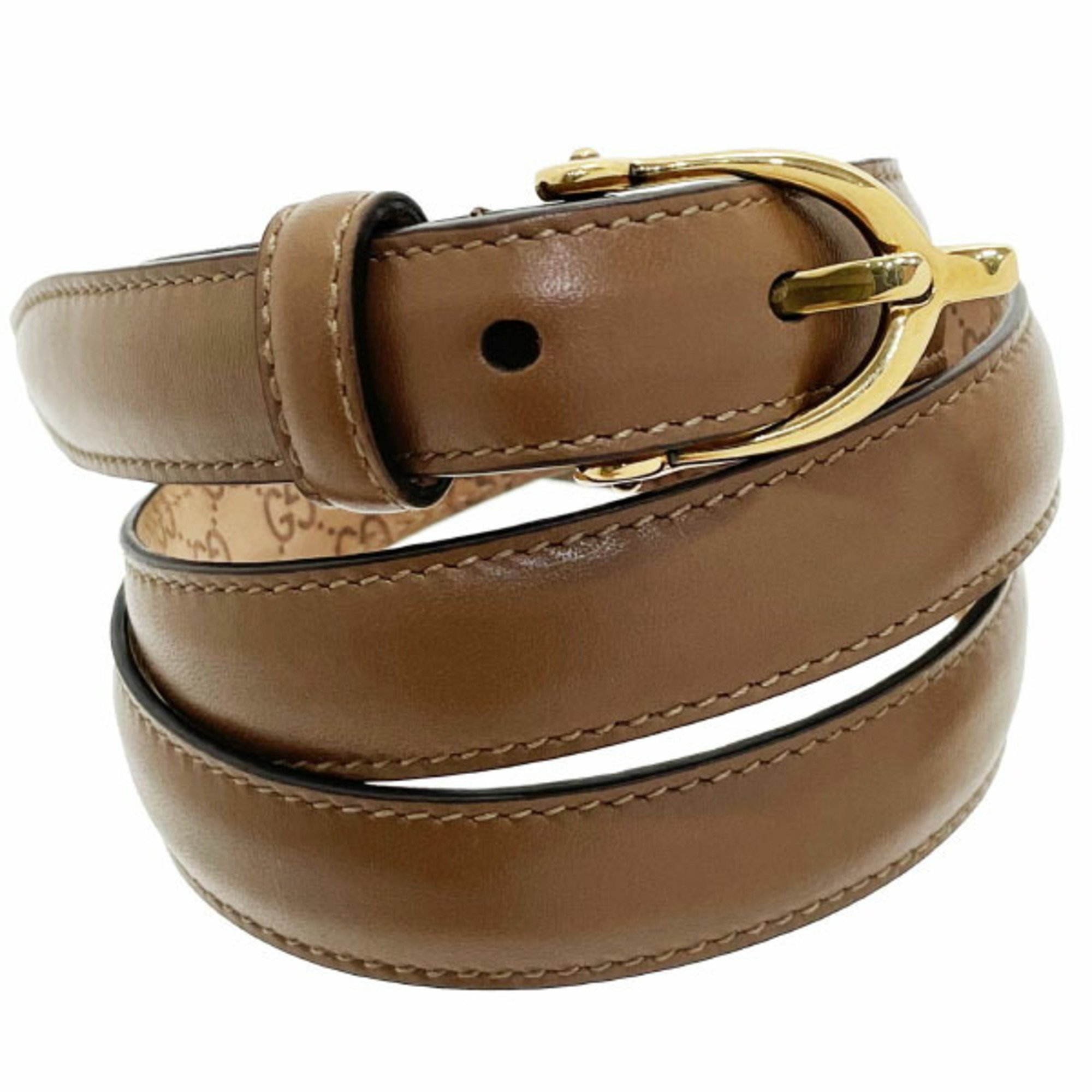 Gucci Belt Women's Leather Brown Size 80 309900 GUCCI Narrow Thin for Women AA-12729