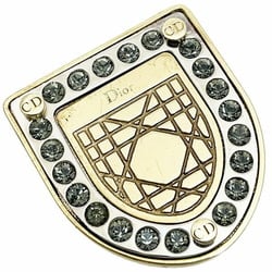 Christian Dior Brooch Crest Motif Pin GP Rhinestone C.Dior CD MK-10940