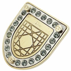 Christian Dior Brooch Crest Motif Pin GP Rhinestone C.Dior CD MK-10940