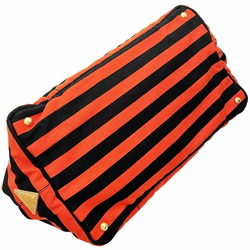 Prada Handbag Canapa Border Tote Bag Canvas Orange Dark Navy B1872B PRADA Triangle Plate CANAPA ARANCIO AS-12699