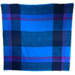 Christian Dior shawl, check, large multi-color, blue, purple, navy, Dior, stole, muffler, scarf, lap blanket, C.Dior YY-11801