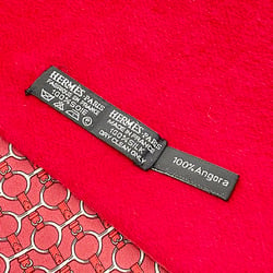 Hermes Stole Reversible Scarf Silk Angora Wine Red HELMES Belt Pattern Nausicaa Metal Fittings Shawl Women's AWY-11547