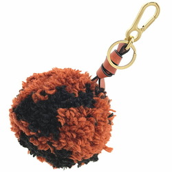 LOEWE Keychain Medium Pompom Charm Wool Leather Vermilion Dull Black 109.29.002 Round Keyring Key Hook Bag POMPON CHARM MEDIUM NH-10923