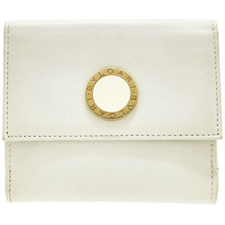 BVLGARI Wallet Colore W Leather Ivory White Ring Bi-fold Compact KH-12130