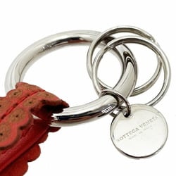 Bottega Veneta Belt Flower Narrow Leather Red BOTTEGA VENETA Studs Ruffle Key Ring Women's SS-11994