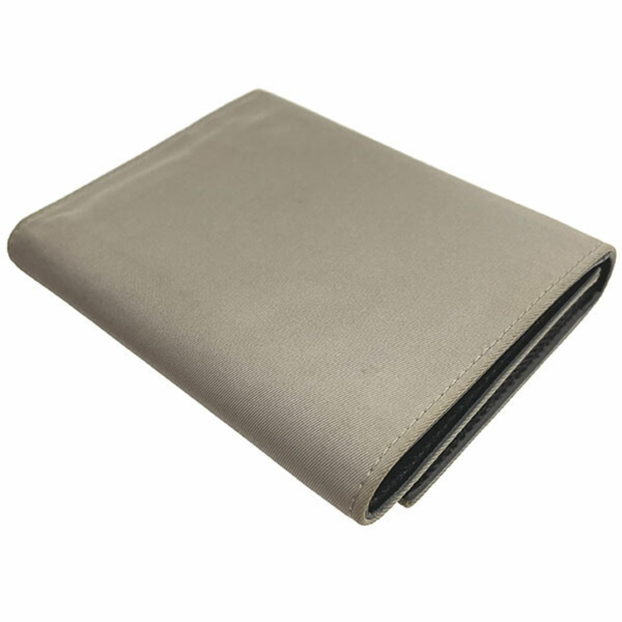 Prada Wallet Triangle Plate Tri-fold Tessuto Nylon Gray M176 PRADA Compact Argilla MWTT-11110