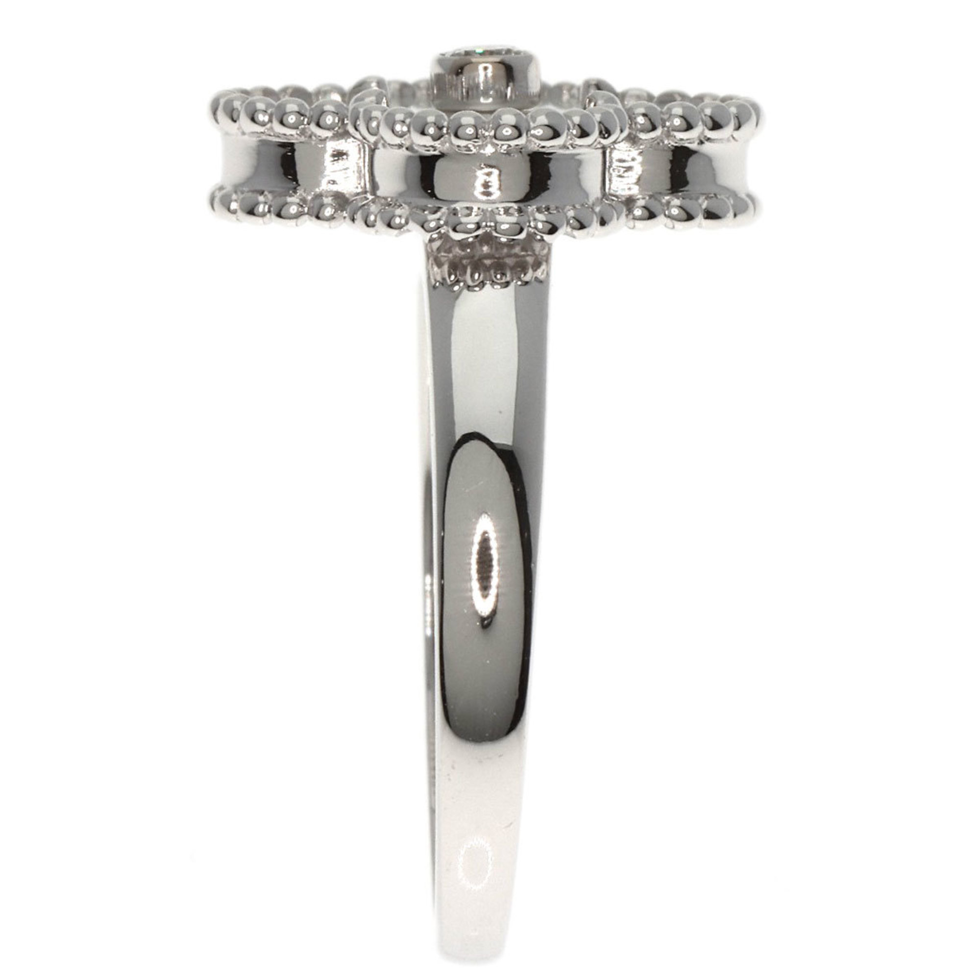 Van Cleef & Arpels Alhambra Mother of Pearl Diamond #53 Ring, 18K White Gold, Women's,
