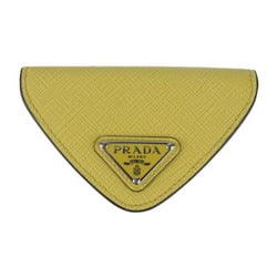 PRADA Coin Purse 2MM004 Saffiano Leather SOLE Yellow Triangle