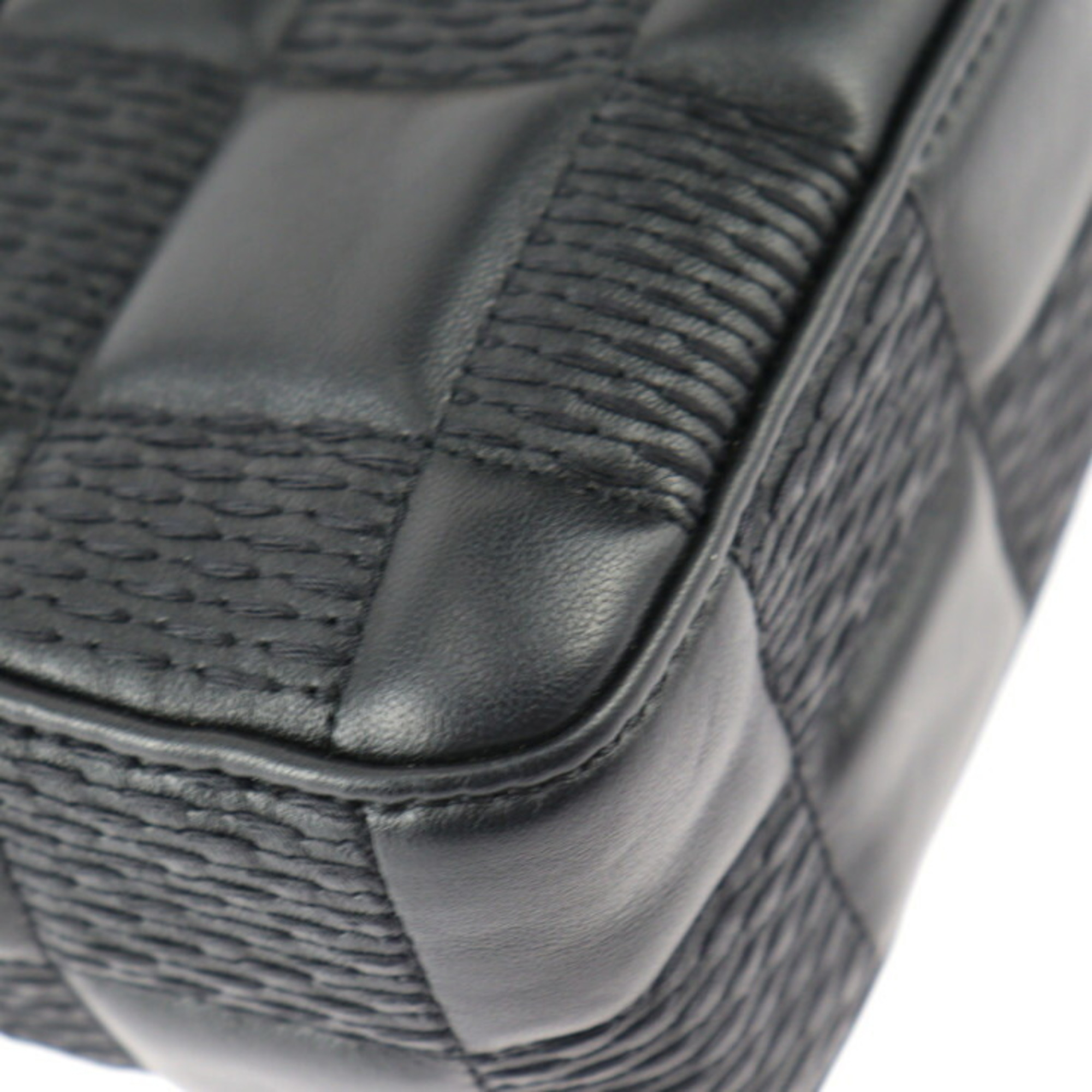 LOUIS VUITTON Louis Vuitton Troca MM Damier Shoulder Bag M59114 Lamb Leather Black