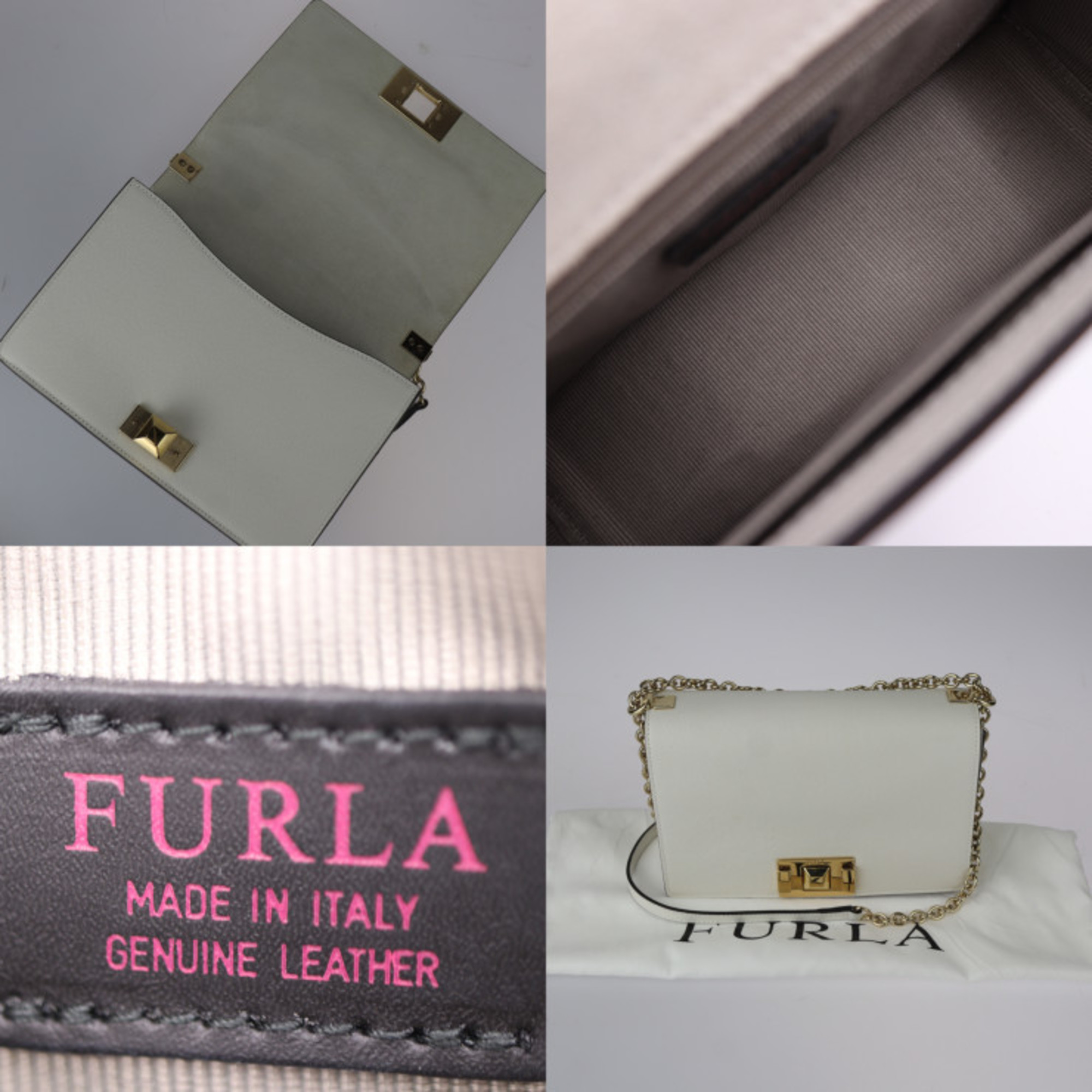 Furla MIMI MINI CROSSBODY Shoulder Bag F7791 285028 Leather White Chain