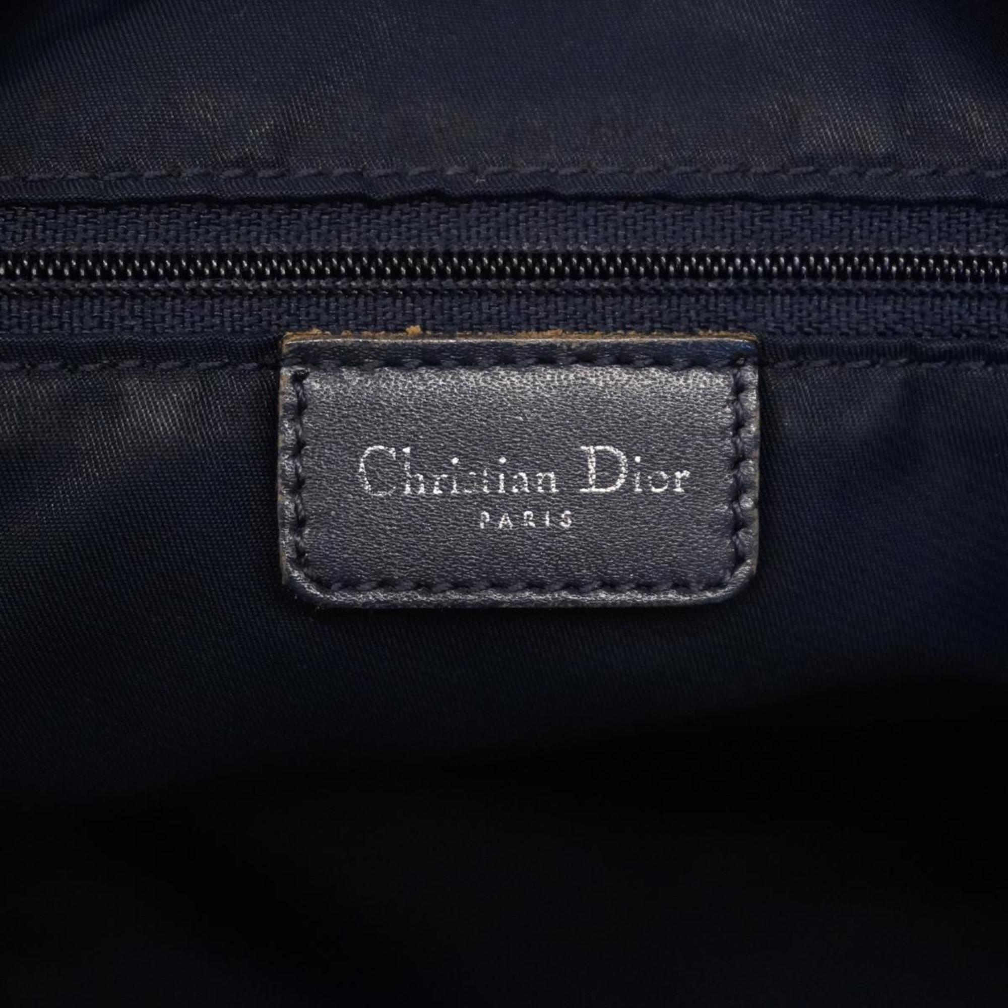 Christian Dior Shoulder Bag Trotter Canvas Navy Black Women's