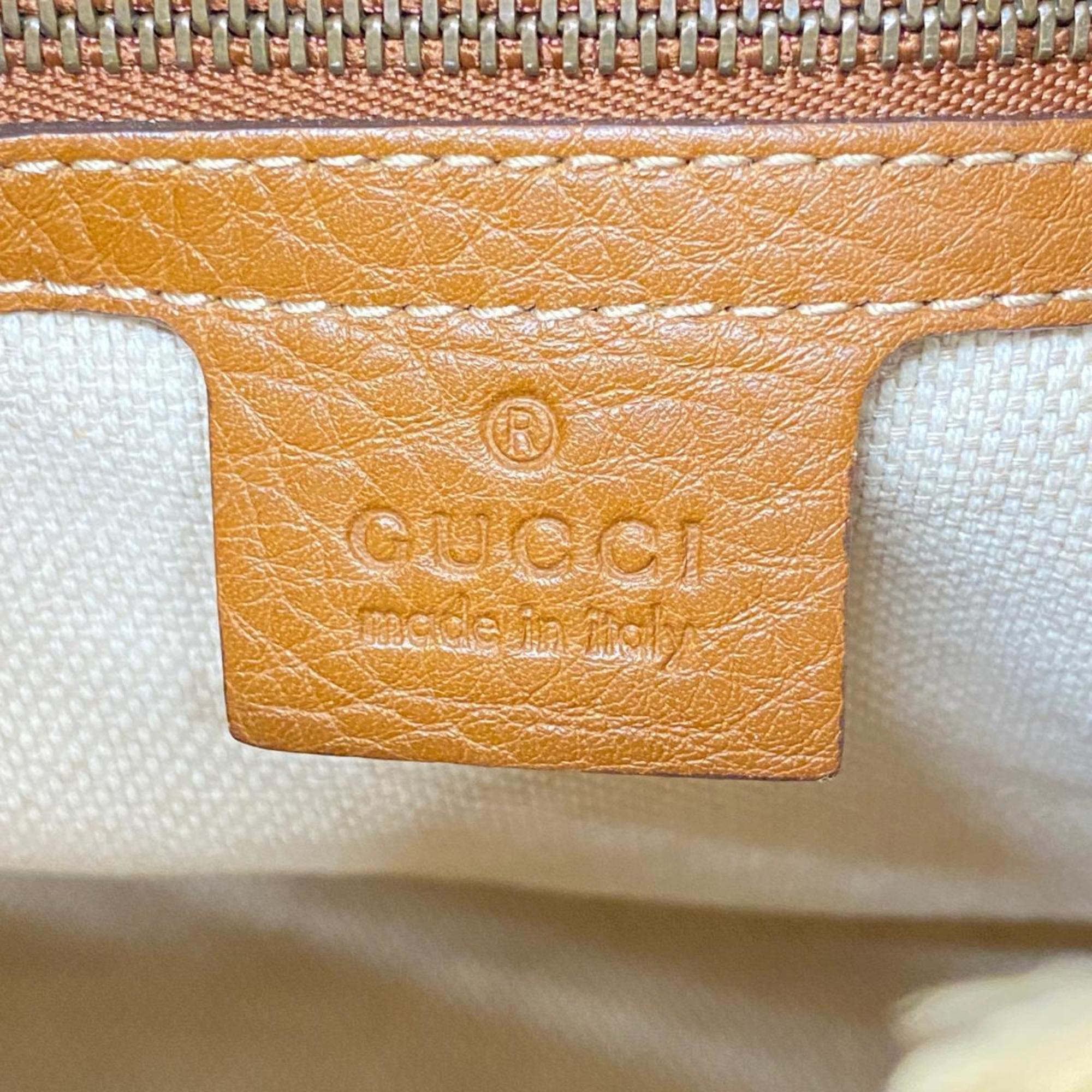 Gucci Shoulder Bag Soho 308982 Leather Straw Brown Beige Women's