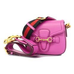 Gucci Shoulder Bag Shelly Line Horsebit 380574 Leather Pink Women's