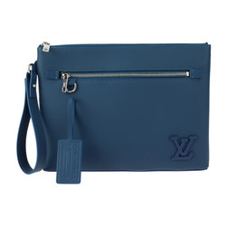 LOUIS VUITTON Louis Vuitton Take-Off Pouch LV Aerogram Second Bag M82813 Calf Leather Blue Atlantic Wristlet Clutch