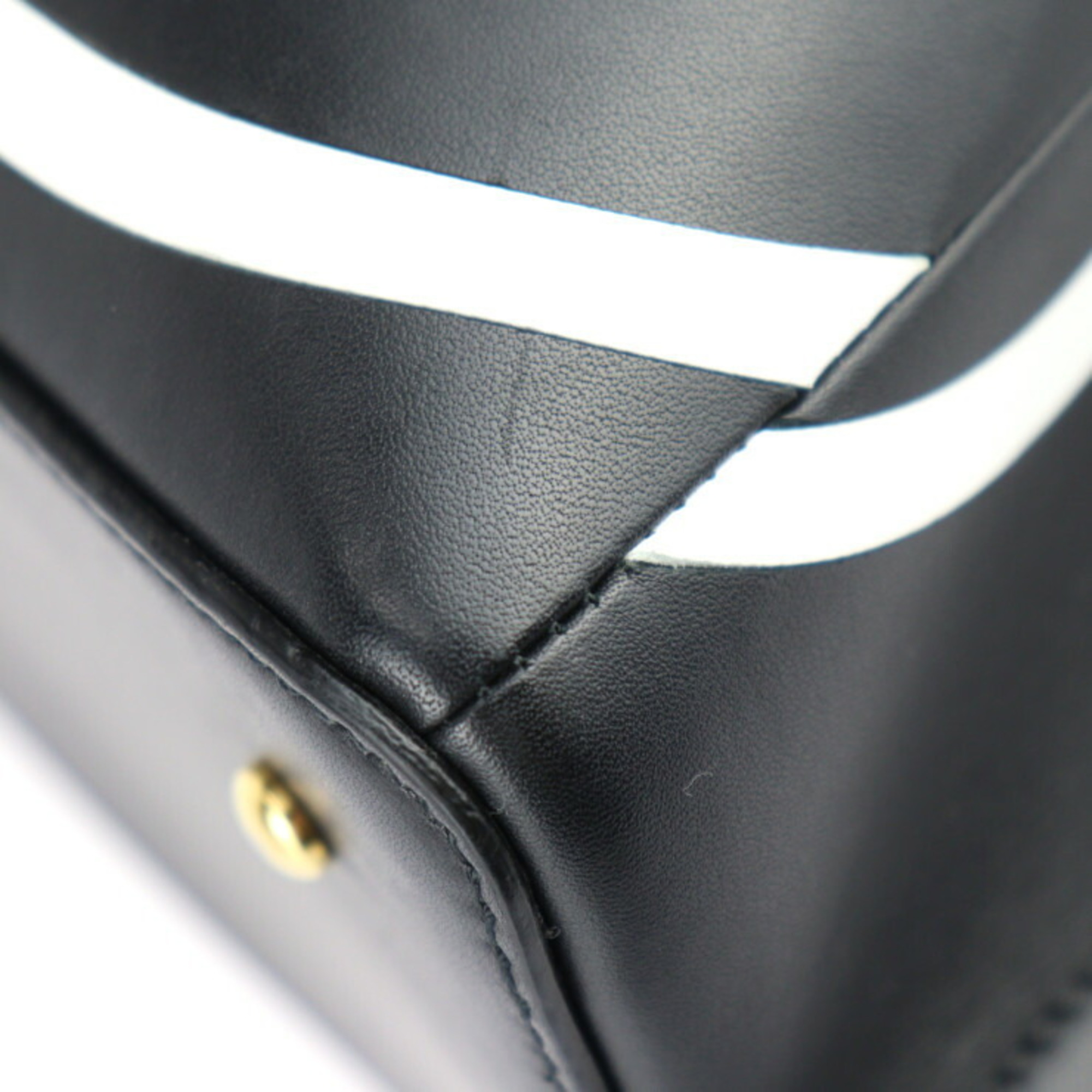 Valentino Garavani V Escape Small Tote Handbag RW0B0E00RRX Calf Leather Black White Shoulder Bag Studs