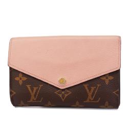 Louis Vuitton Tri-fold Wallet Monogram Portefeuille Pallas Compact M64072 Brown Pink Women's