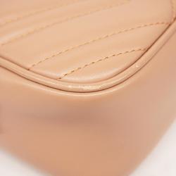 Gucci Shoulder Bag GG Marmont 447632 Leather Pink Beige Women's