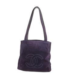 Chanel Shoulder Bag Suede Purple Women's