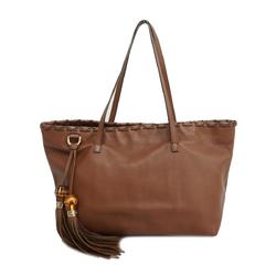 Gucci Tote Bag Bamboo 354665 Leather Brown Champagne Women's