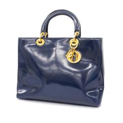 Christian Dior handbag Lady enamel navy ladies