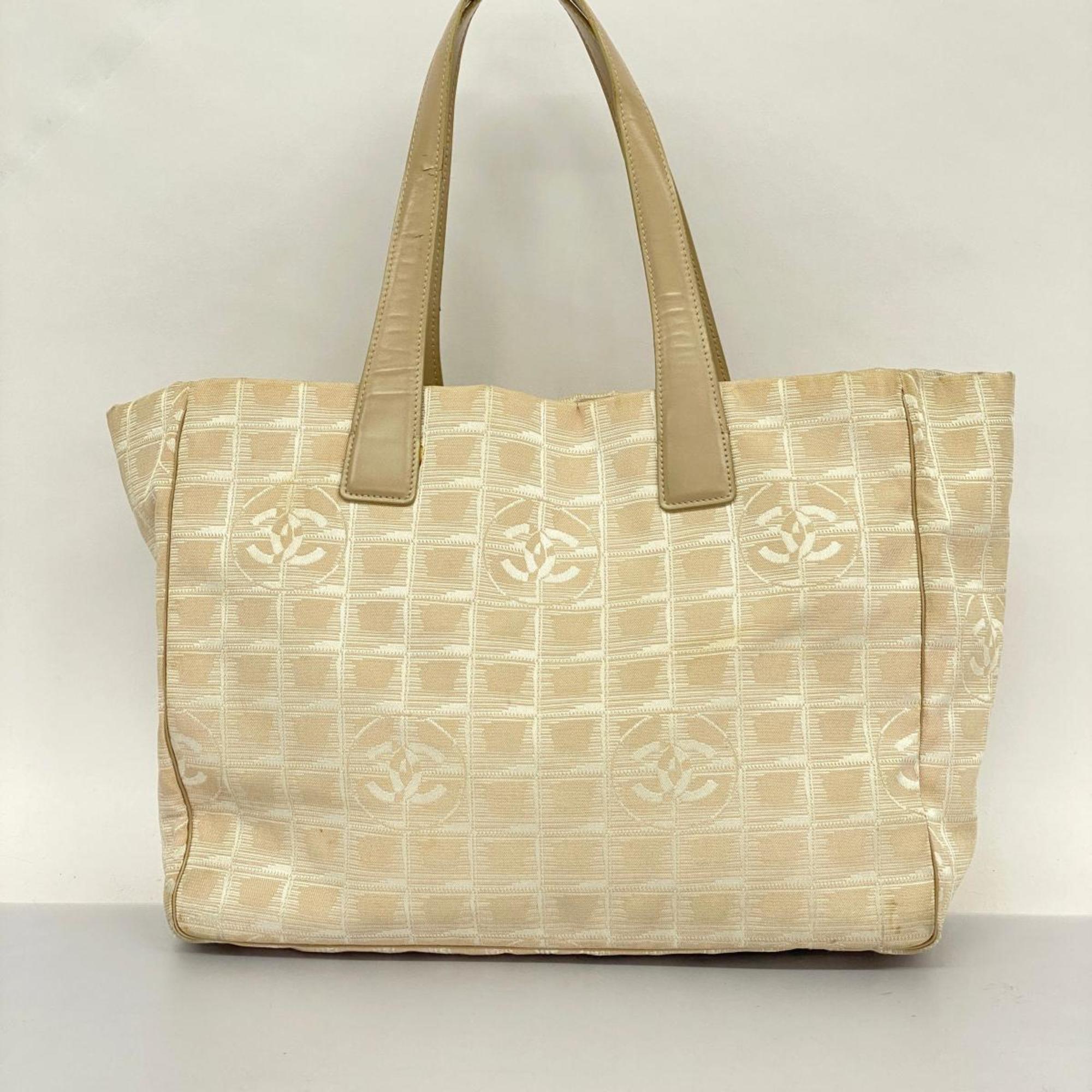 Chanel Tote Bag New Travel Nylon Beige Women's