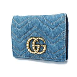 Gucci Wallet GG Marmont 466492 Denim Blue Women's