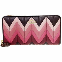Coach Long Wallet Quilted Leather Accordion Zip Around Oxblood Multicolor Pink F31954 COACH Round Outlet TN-12543