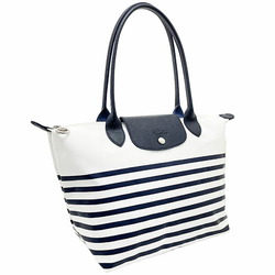 Longchamp Tote Bag Le Pliage Nylon Leather Navy Blue White L2605HDF165 LONGCHAMP Border Foldable Handbag Shoulder SYN-12815