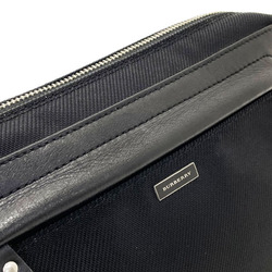 Burberry Second Bag Nylon Leather Black BURBERRY Plate Pouch Clutch Men's SYN-13133