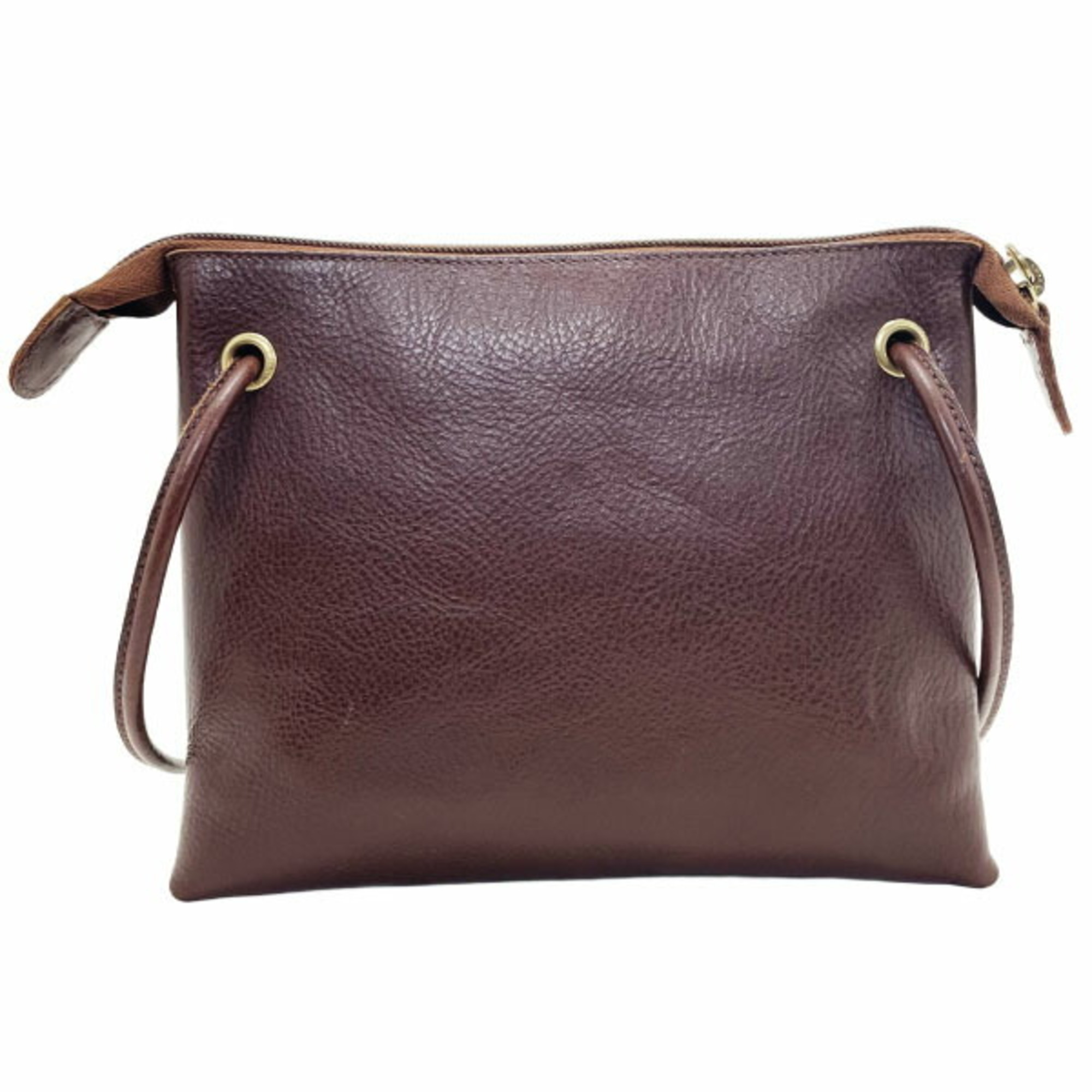 IL BISONTE Shoulder Bag Leather Square Pochette Dark Brown TR-13131