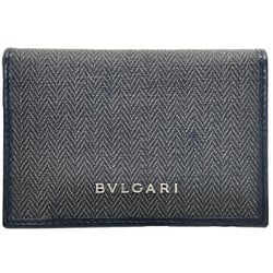 BVLGARI Card Case Weekend Business Holder PVC Leather Dark Gray Black 32588 IC Pass Men's AWTN-12750