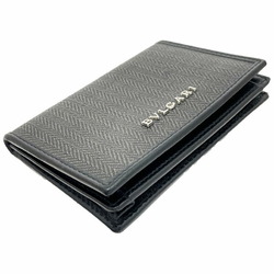 BVLGARI Card Case Weekend Business Holder PVC Leather Dark Gray Black 32588 IC Pass Men's AWTN-12750