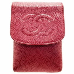 CHANEL Coco Mark Cigarette Case Caviar Skin Leather Red A13511 iQOS Pouch HH-13300