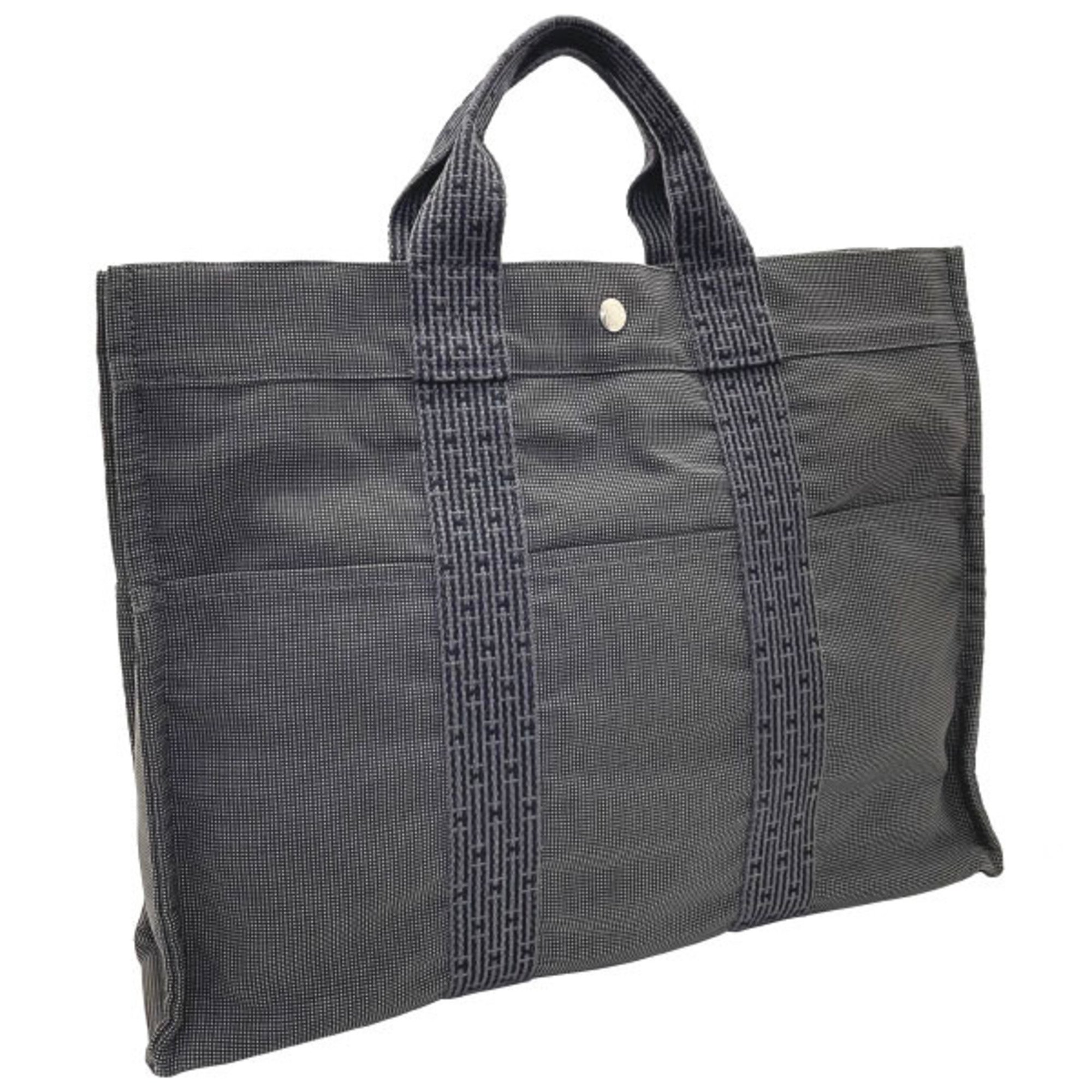 Hermes Tote Bag Air Line MM Nylon Canvas Grey HERMES Men's Women's AHN-12245