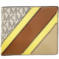 Michael Kors Wallet Cooper Signature Billfold Double Coin Pocket PVC Leather Yellow 36R3LCOF3U MICHAEL KORS MK Bi-fold Compact Outlet COOPER NT-12447