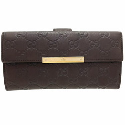 Gucci Long Wallet Shima Line W Leather Dark Brown 112715 GUCCI GG Icon Plate Bi-fold KAH-11279