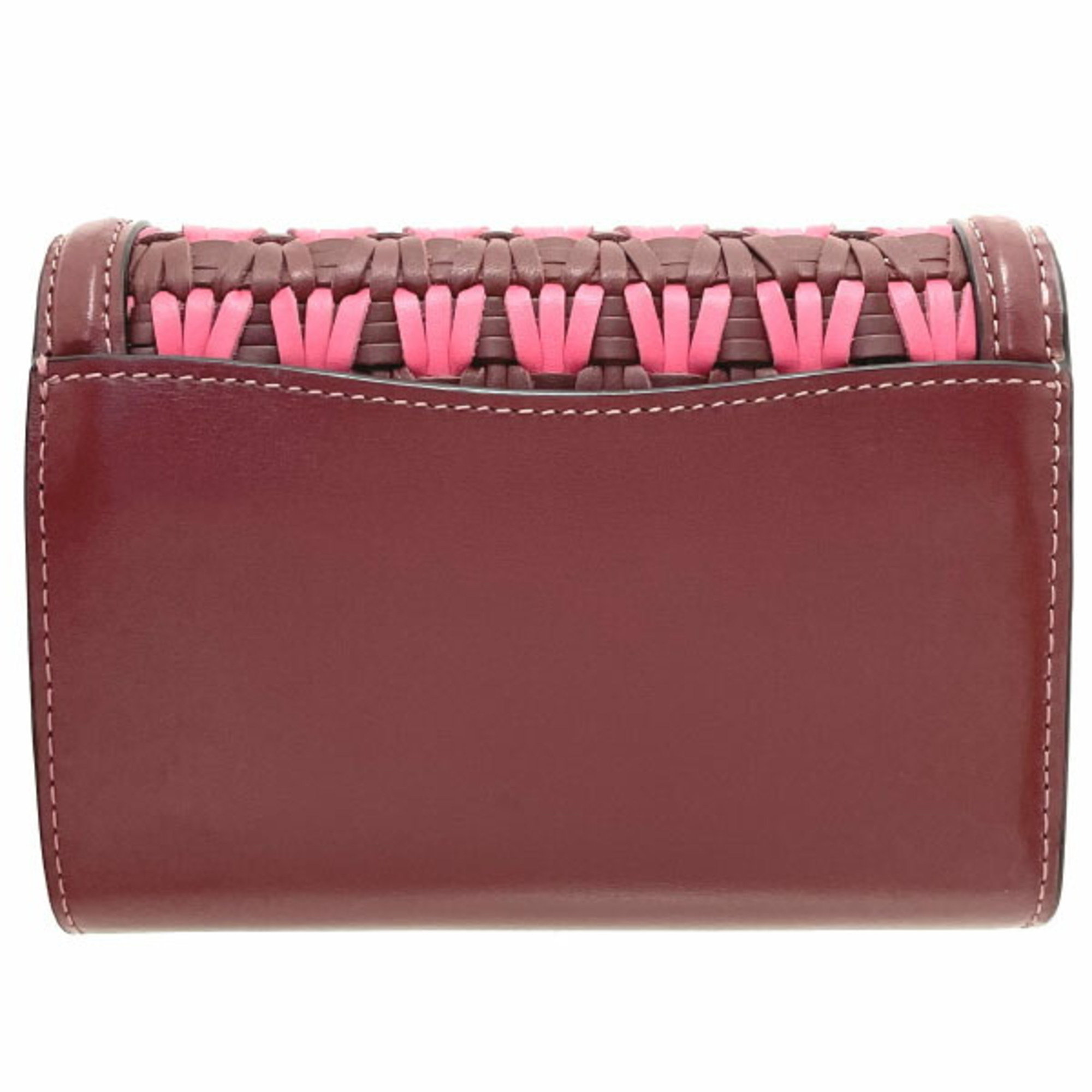 Coach Wallet Hutton with Weaving Leather Burgundy 804 COACH Bi-fold L-Shaped Compact Outlet HUTTON WALLET WITH WEAVING NW-12544