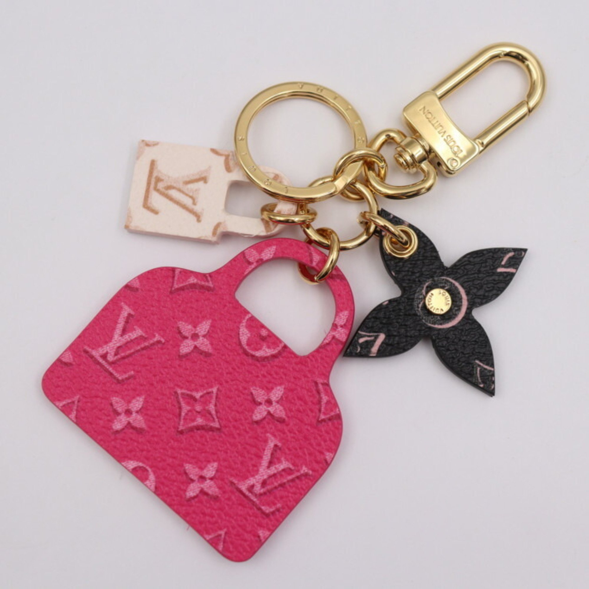 LOUIS VUITTON Louis Vuitton Illustre Back to School Alma Monogram Keychain M01309 PVC Pink x Black Ivory Keyring Bag Charm