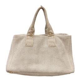 PRADA Tote Bag Canvas Canapa Beige