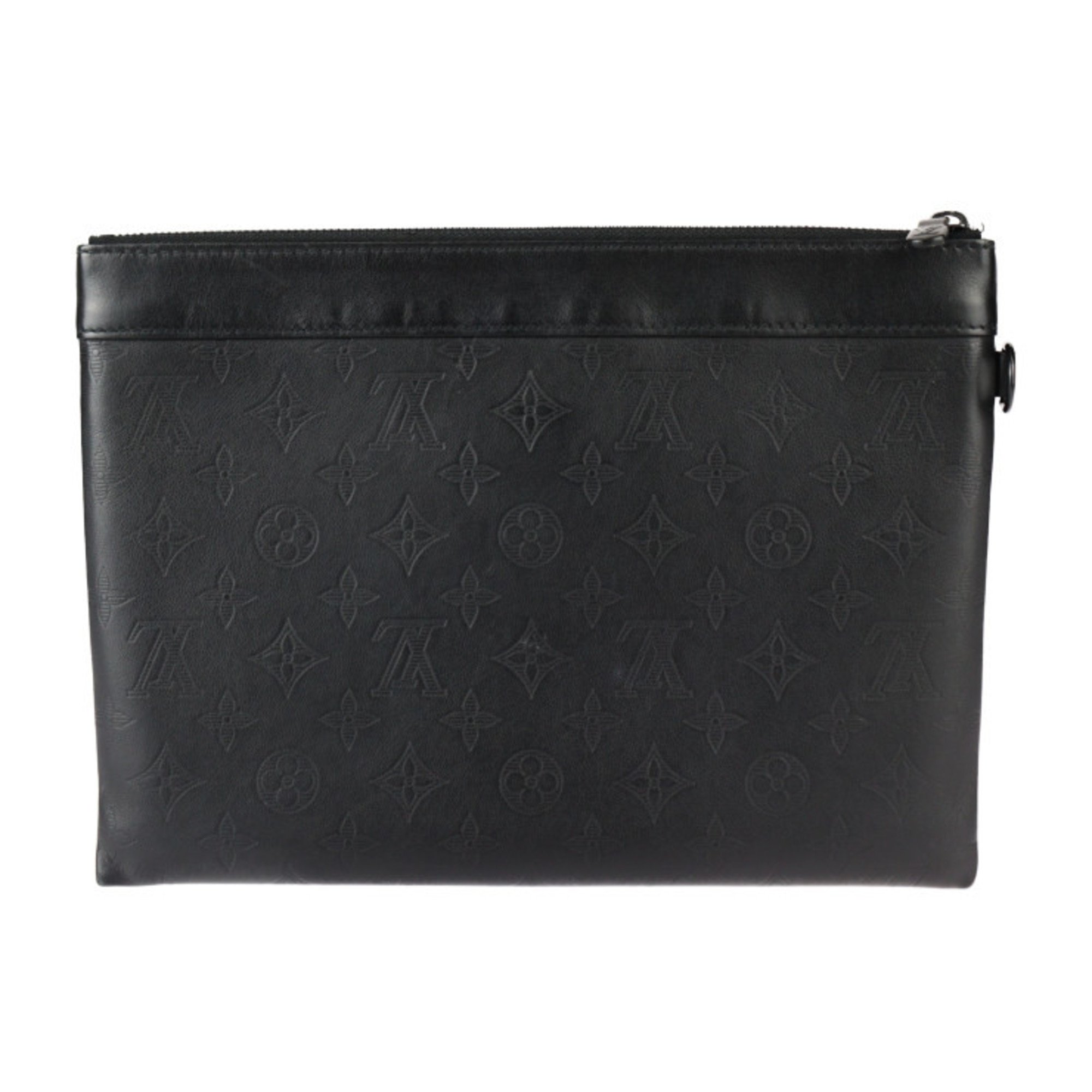 LOUIS VUITTON Louis Vuitton Pochette To Go Second Bag M81570 Monogram Shadow Black Wristlet Clutch Pouch