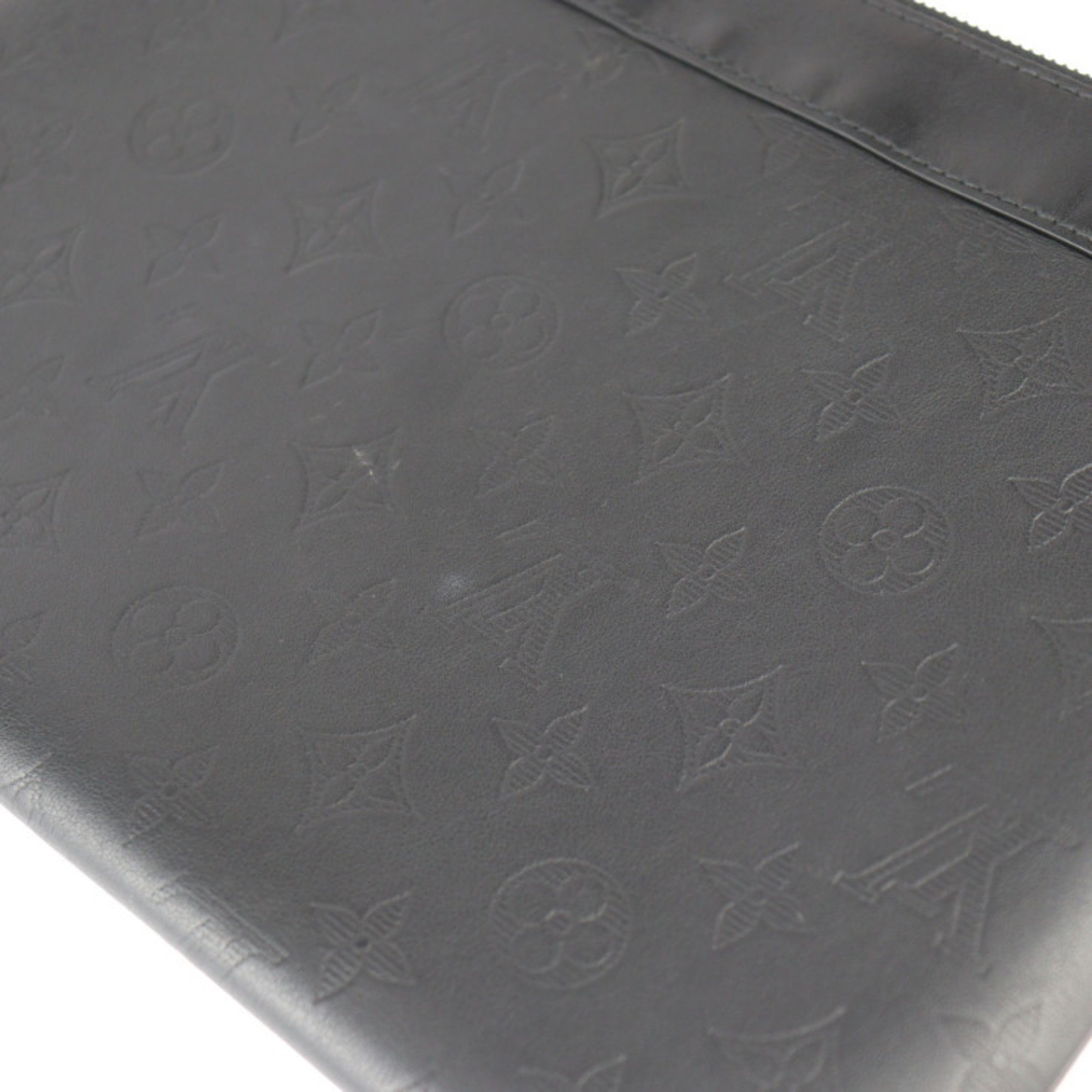 LOUIS VUITTON Louis Vuitton Pochette To Go Second Bag M81570 Monogram Shadow Black Wristlet Clutch Pouch