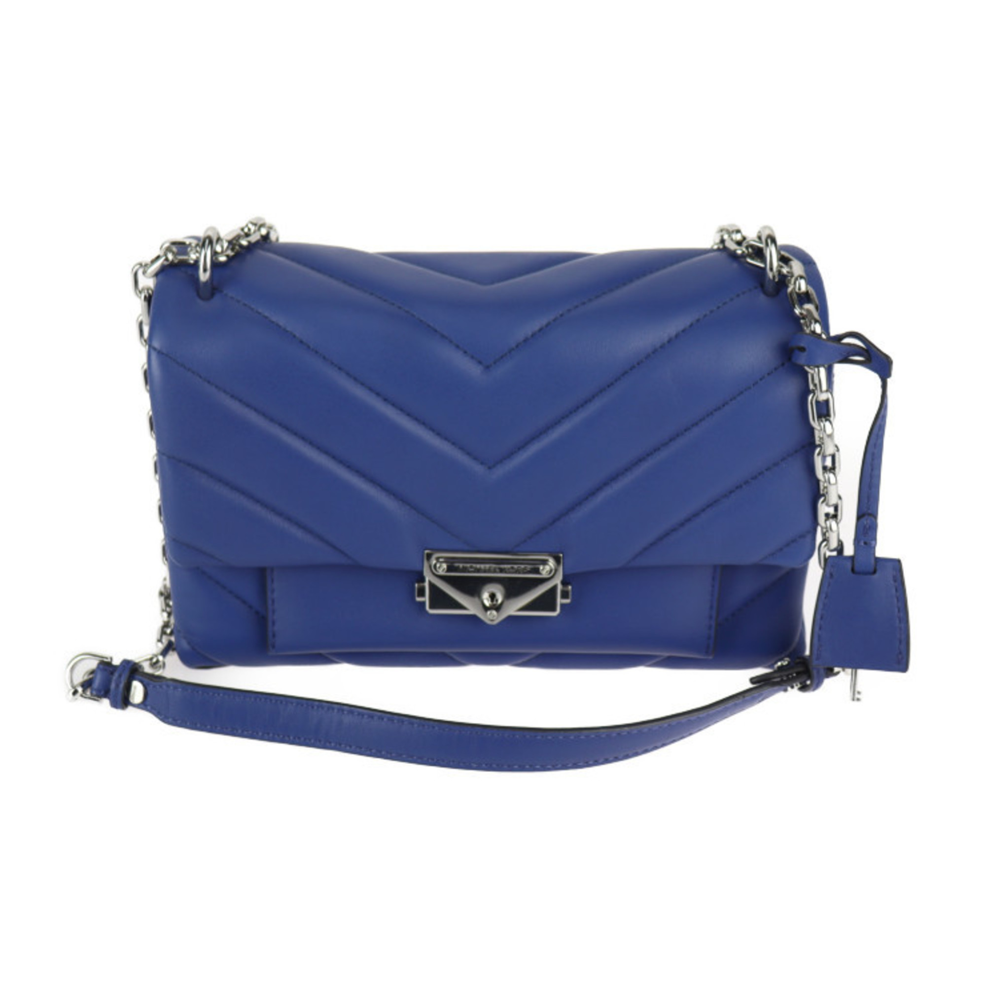 Michael Kors CECE Medium Quilted Leather Convertible Shoulder Bag 30T9S0EL8L Lamb Blue Flap Chain