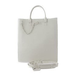 LOUIS VUITTON Louis Vuitton Sac Plat Virgil Abloh Monogram Tote Bag M53265 Taurillon Leather White Shoulder